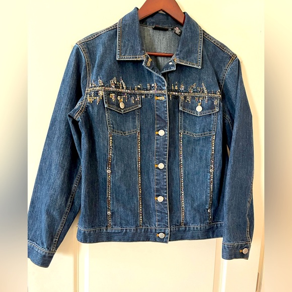 Chico's Jackets & Blazers - Chico’s Denim Rhinestone Jean Jacket with Pockets Women’s size Large